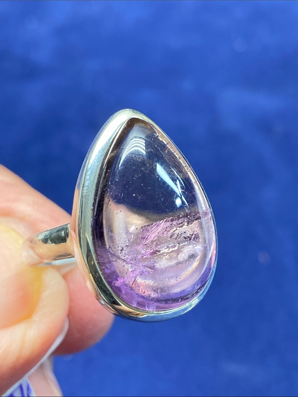 AMETRINE COBOCHON RING SIZE  8 IN SOLID STERLING SILVER 925